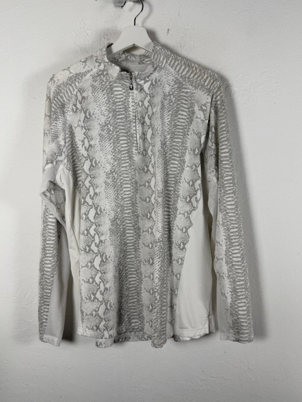 SanSoleil Snakeskin 1/4 Zip Pullover Gray Mock Neck UPF 50 Golf Shirt XL Stretch